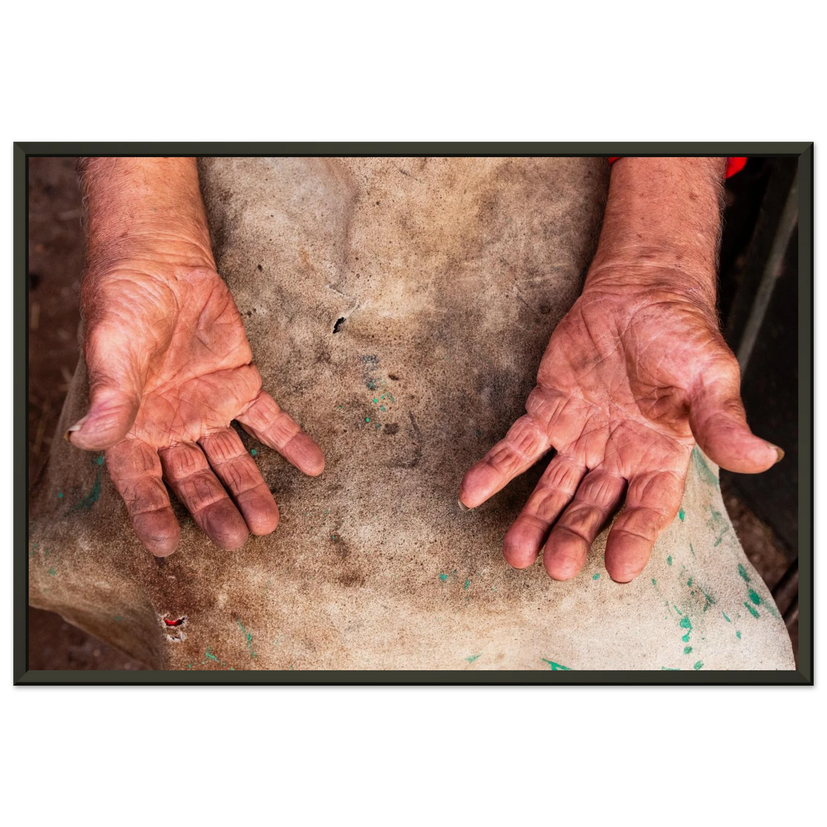 Detailed close-up of a blacksmith's hands at the Medieval Days festival in Castro Marim, Algarve, Portugal - Fine art photography print by Paulo Côrte-Real
