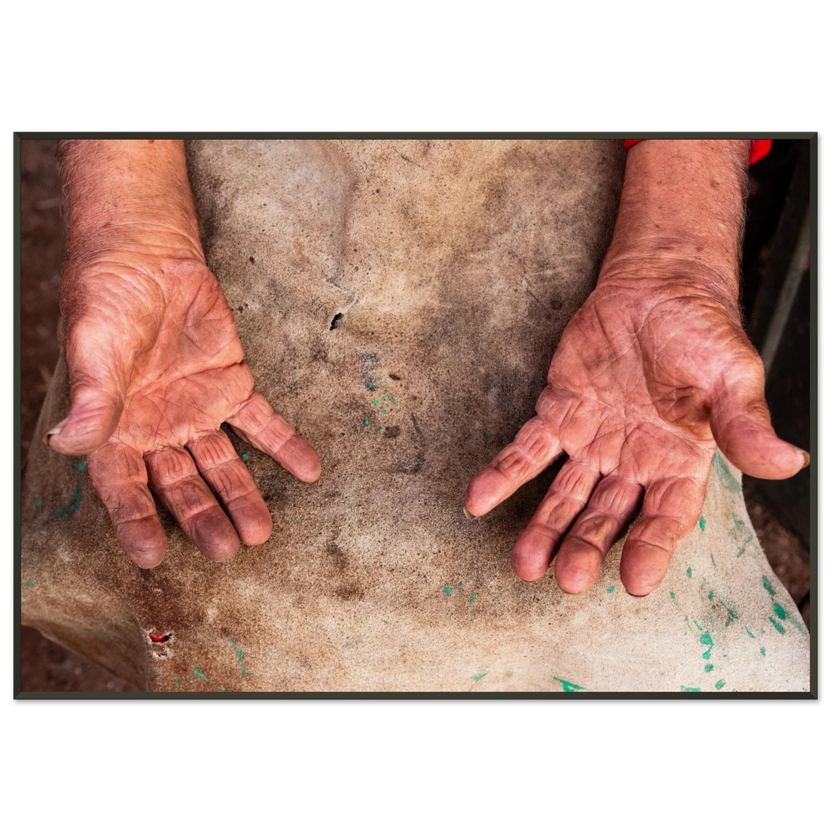 Detailed close-up of a blacksmith's hands at the Medieval Days festival in Castro Marim, Algarve, Portugal - Fine art photography print by Paulo Côrte-Real