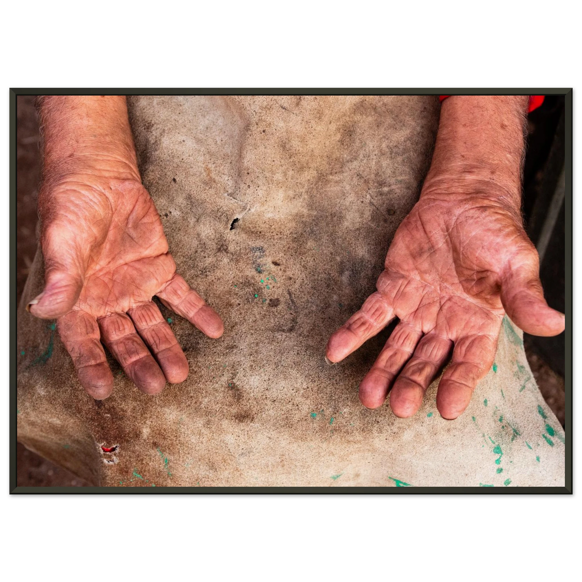 Detailed close-up of a blacksmith's hands at the Medieval Days festival in Castro Marim, Algarve, Portugal - Fine art photography print by Paulo Côrte-Real