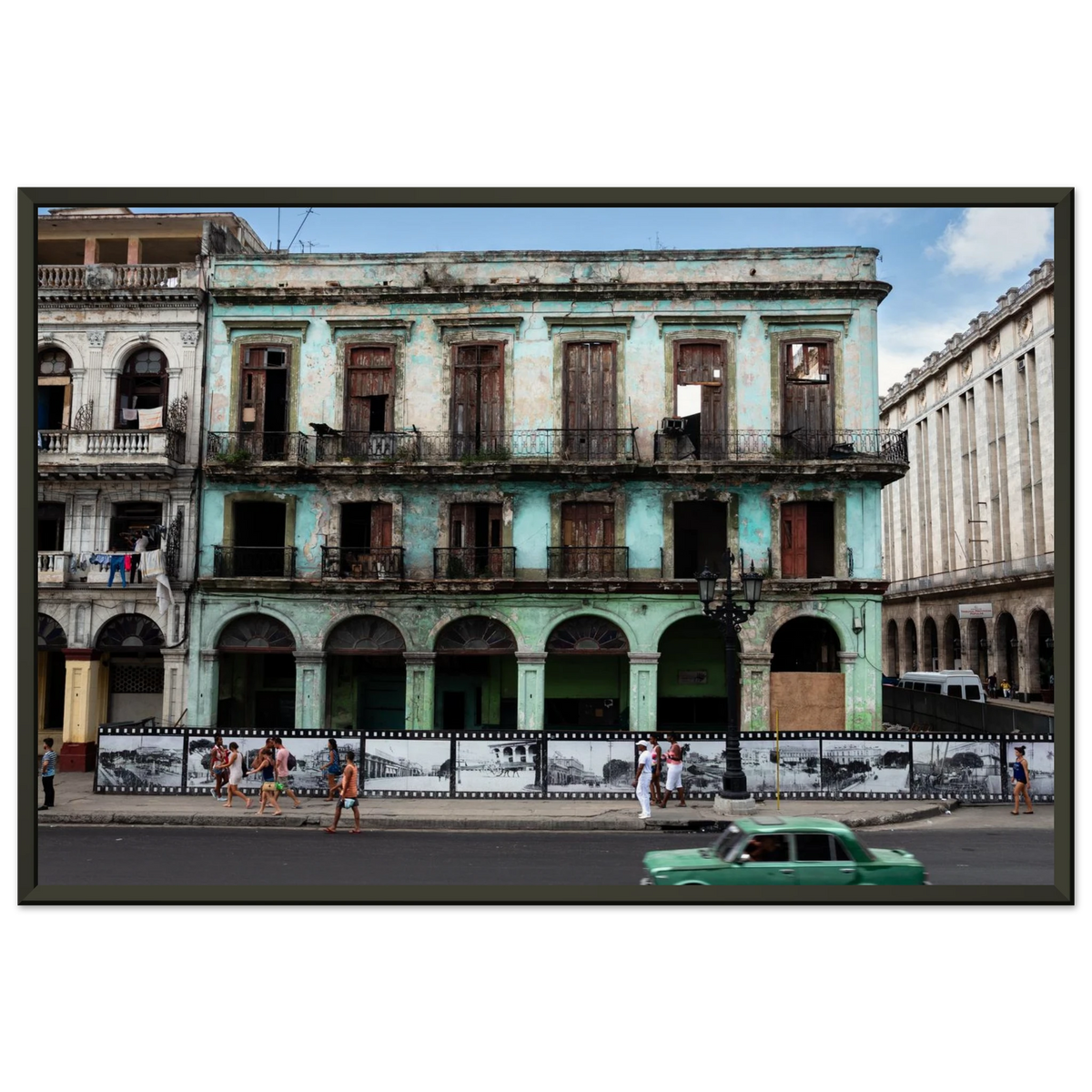 Beautiful weathered blue facade of an eclectic colonial architecture building in Havana, Cuba - Fine art photography print by Paulo Côrte-Real