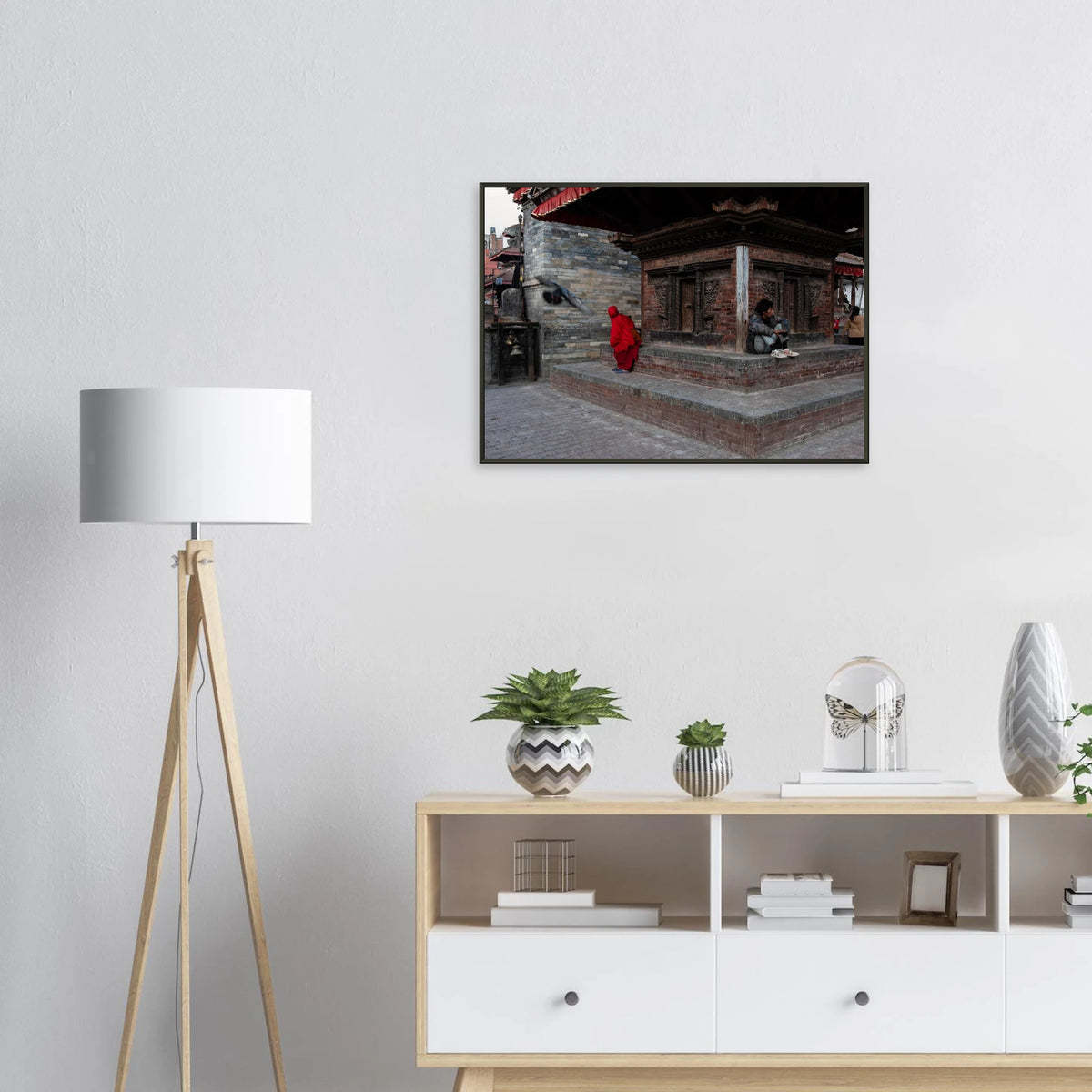 Candid street scene capturing daily life and heritage architecture in Durbar Square, Kathmandu, Nepal - Fine art photography print by Paulo Côrte-Real