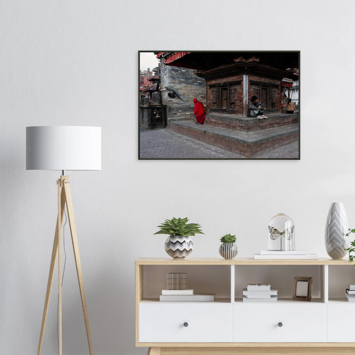 Candid street scene capturing daily life and heritage architecture in Durbar Square, Kathmandu, Nepal - Fine art photography print by Paulo Côrte-Real